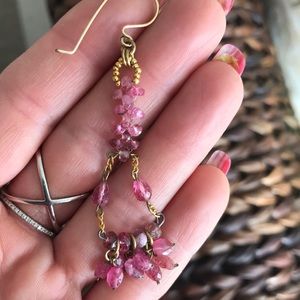 Pink quartz 14k gold filled chandelier earrings